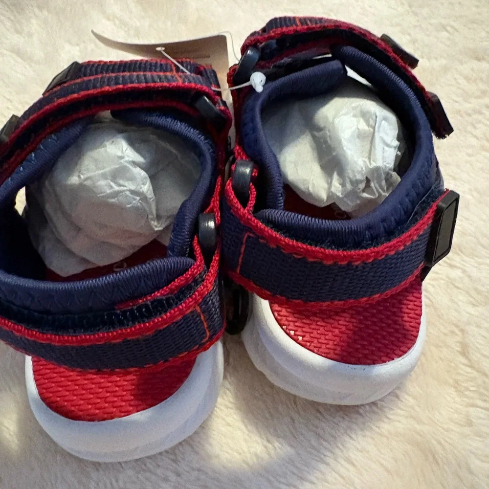 Navy and Red Sandals - Size 6 Medium